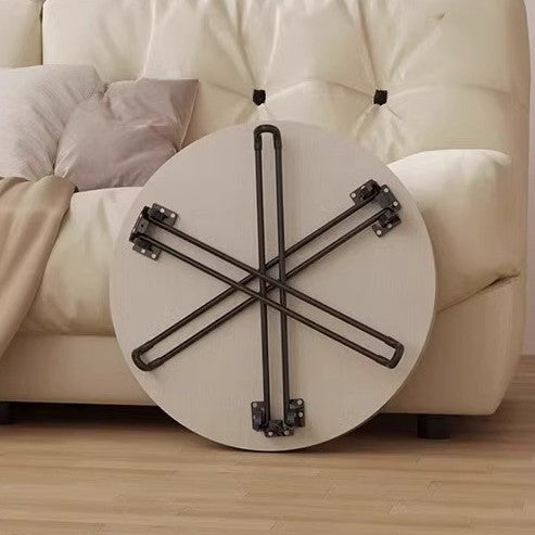 Mesa de Café Redonda Minimalista Moderna con Forma de Flor de MDF y Hierro Plegable para Sala de Estar 