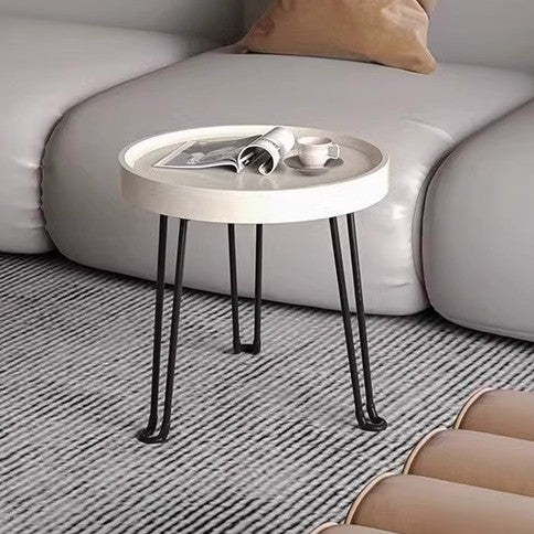 Mesa de Café Redonda Minimalista Moderna con Forma de Flor de MDF y Hierro Plegable para Sala de Estar 