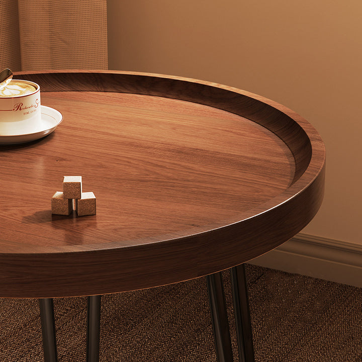 Mesa de Café Redonda Minimalista Moderna con Forma de Flor de MDF y Hierro Plegable para Sala de Estar 