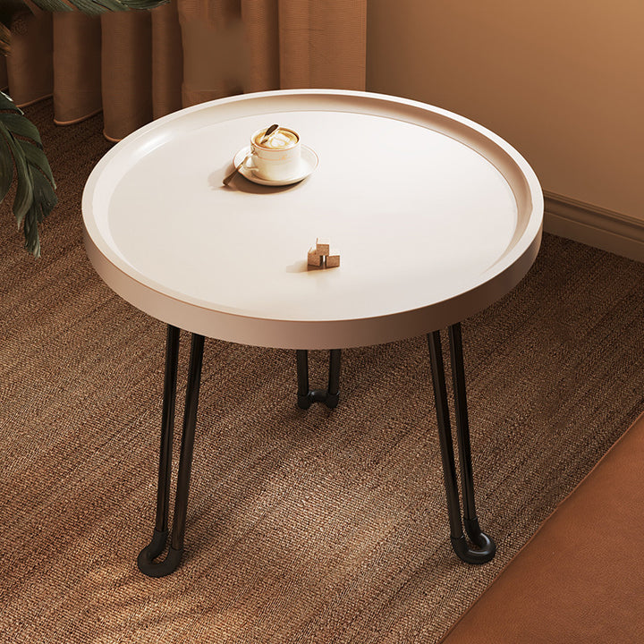 Mesa de Café Redonda Minimalista Moderna con Forma de Flor de MDF y Hierro Plegable para Sala de Estar 