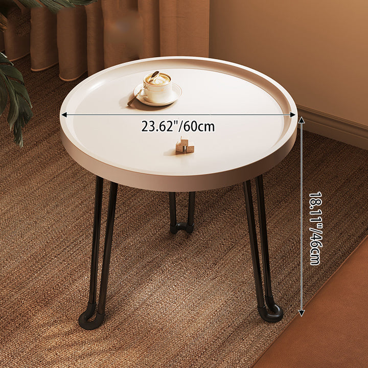 Mesa de Café Redonda Minimalista Moderna con Forma de Flor de MDF y Hierro Plegable para Sala de Estar 