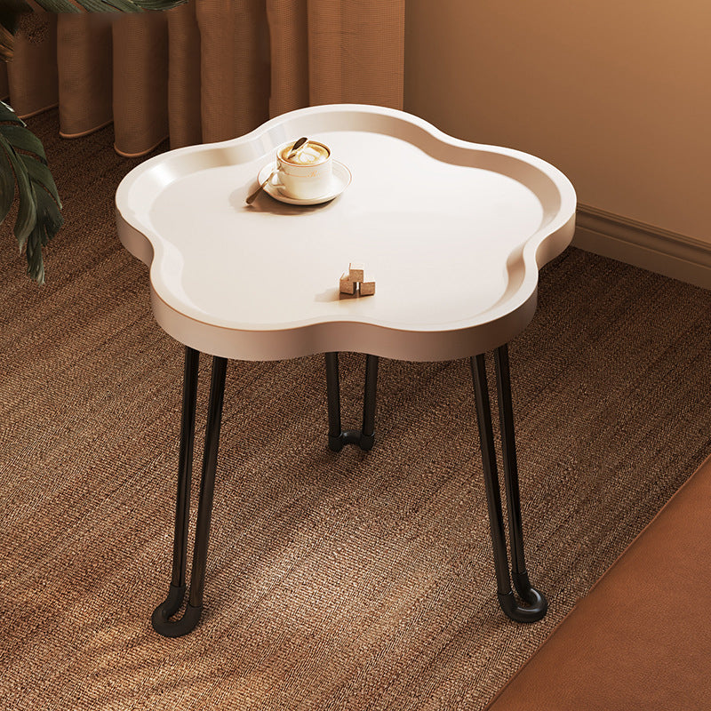 Mesa de Café Redonda Minimalista Moderna con Forma de Flor de MDF y Hierro Plegable para Sala de Estar 