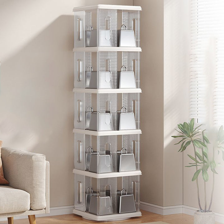 Moderner minimalistischer quadratischer ABS PET Dreh-Aufbewahrungsschrank 2/3/4/5-stufig für das Wohnzimmer 