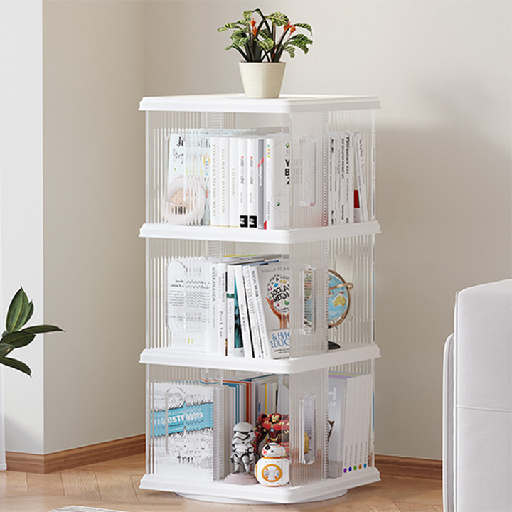 Moderner minimalistischer quadratischer ABS PET Dreh-Aufbewahrungsschrank 2/3/4/5-stufig für das Wohnzimmer 
