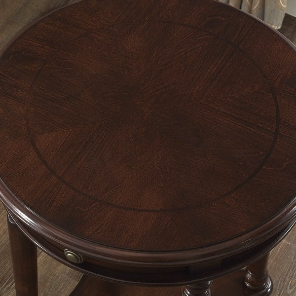 Mesa auxiliar redonda contemporánea retro de MDF y madera maciza con 1 cajón para sala de estar 