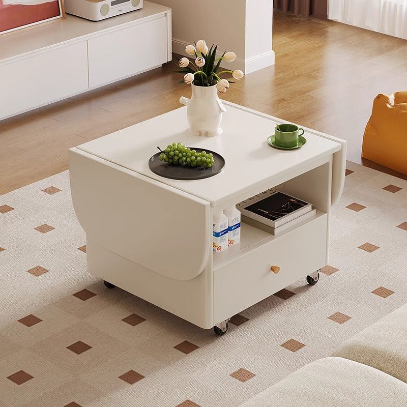 Modern Minimalist Square Ellipse Plywood Eco-Friendly Engineered Wood Pine Wood Foldable Movable Coffee Table 1-Drawer For Living Room