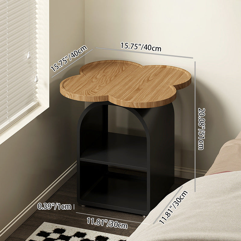 Table de chevet mobile à 3 niveaux en MDF et fer, forme contemporaine créative à quatre feuilles, pour chambre à coucher 