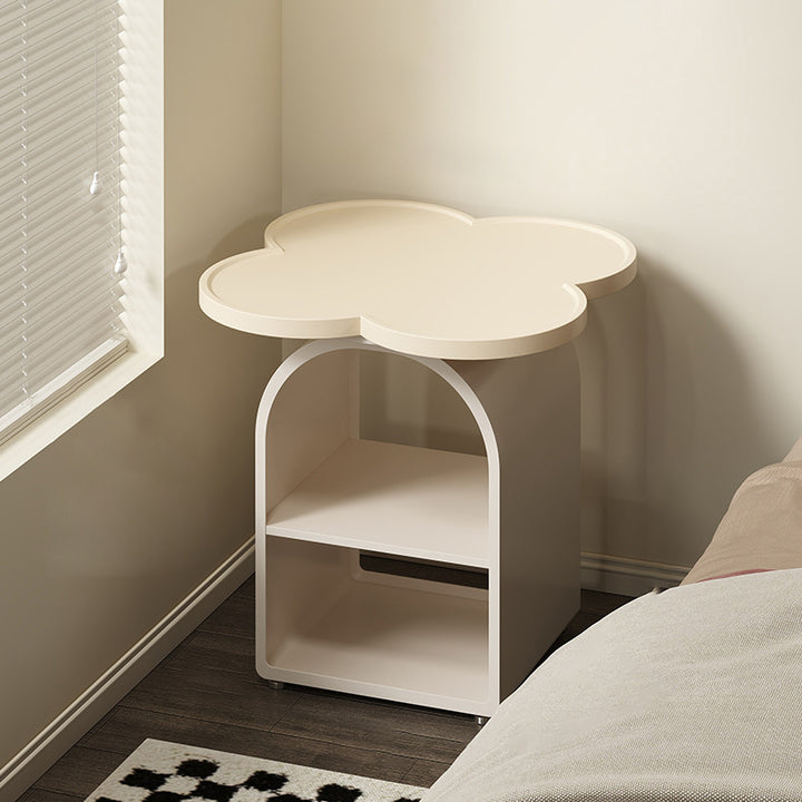 Table de chevet mobile à 3 niveaux en MDF et fer, forme contemporaine créative à quatre feuilles, pour chambre à coucher 