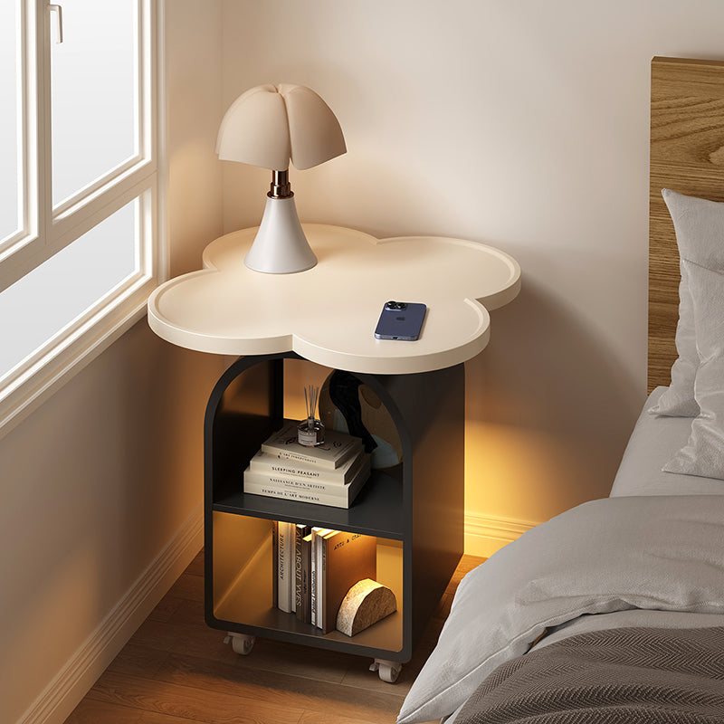 Table de chevet mobile à 3 niveaux en MDF et fer, forme contemporaine créative à quatre feuilles, pour chambre à coucher 