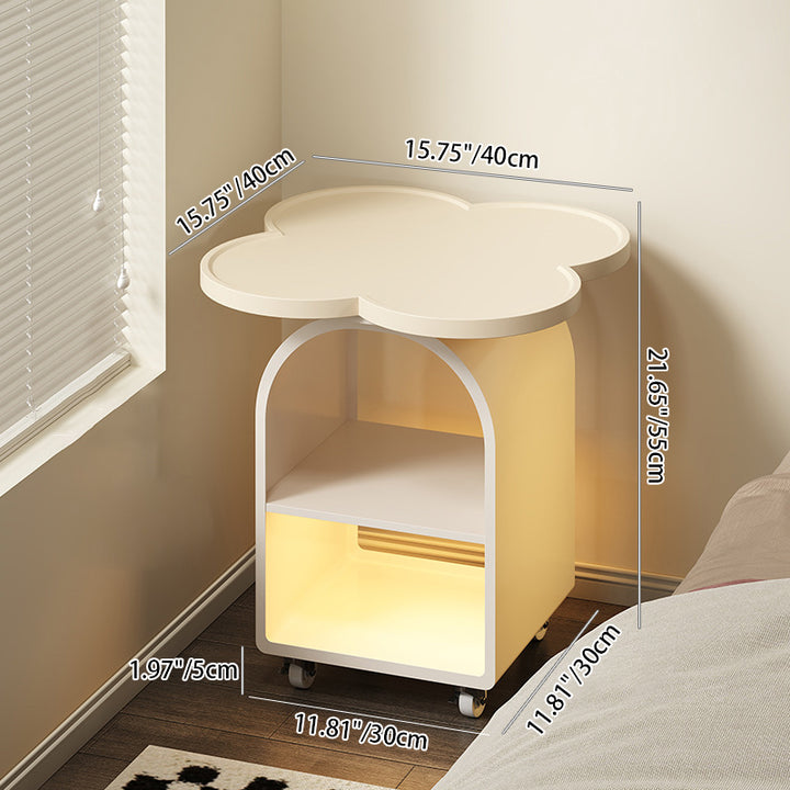 Table de chevet mobile à 3 niveaux en MDF et fer, forme contemporaine créative à quatre feuilles, pour chambre à coucher 