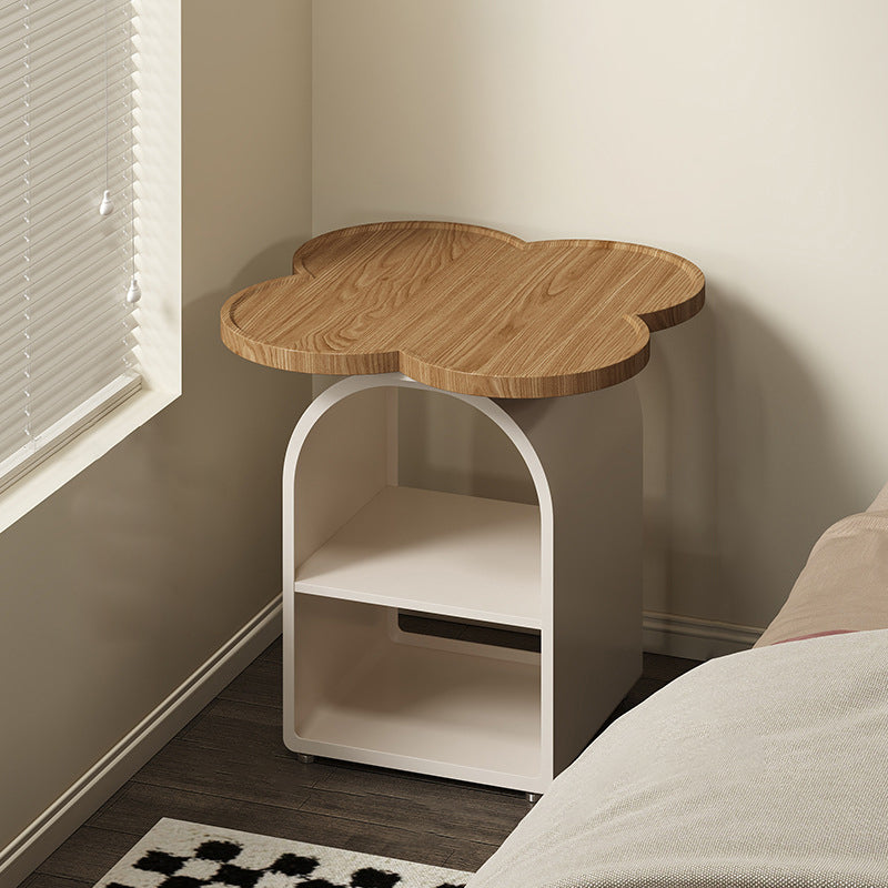 Table de chevet mobile à 3 niveaux en MDF et fer, forme contemporaine créative à quatre feuilles, pour chambre à coucher 
