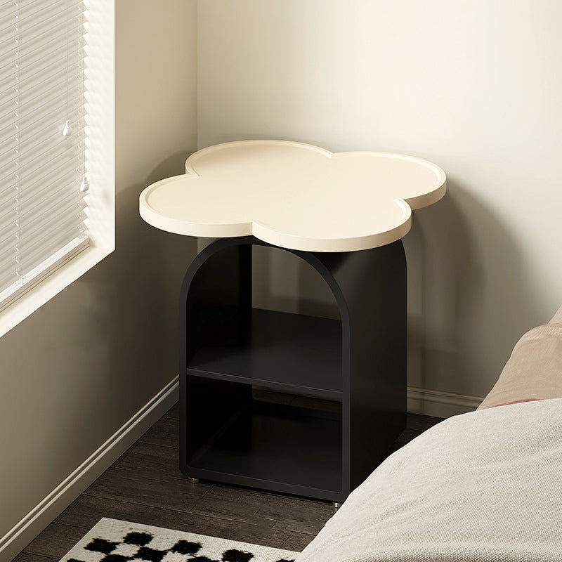 Table de chevet mobile à 3 niveaux en MDF et fer, forme contemporaine créative à quatre feuilles, pour chambre à coucher 