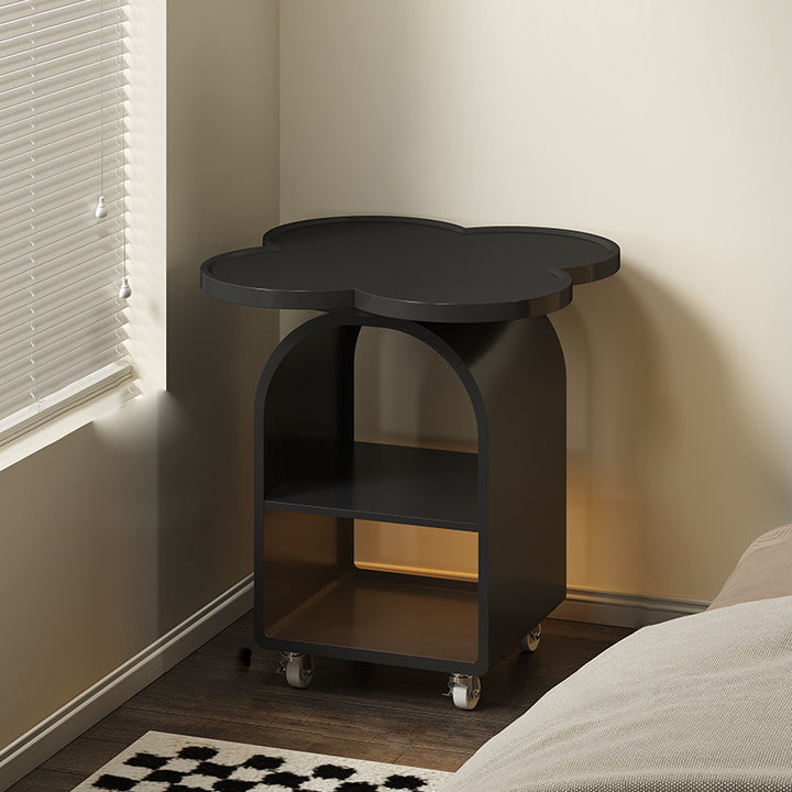 Table de chevet mobile à 3 niveaux en MDF et fer, forme contemporaine créative à quatre feuilles, pour chambre à coucher 