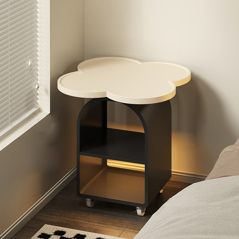 Table de chevet mobile à 3 niveaux en MDF et fer, forme contemporaine créative à quatre feuilles, pour chambre à coucher 
