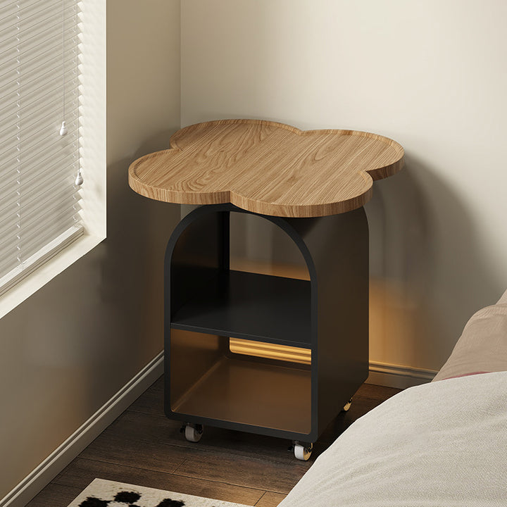 Table de chevet mobile à 3 niveaux en MDF et fer, forme contemporaine créative à quatre feuilles, pour chambre à coucher 