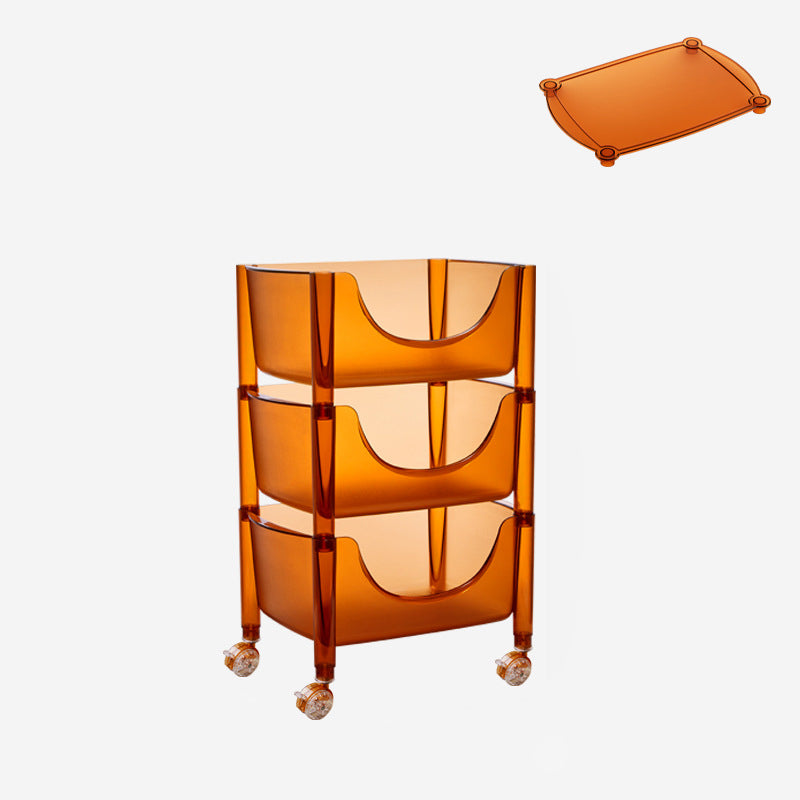 Modern Minimalist Square Rectangular PET Movable End Table 3-Tier For Living Room