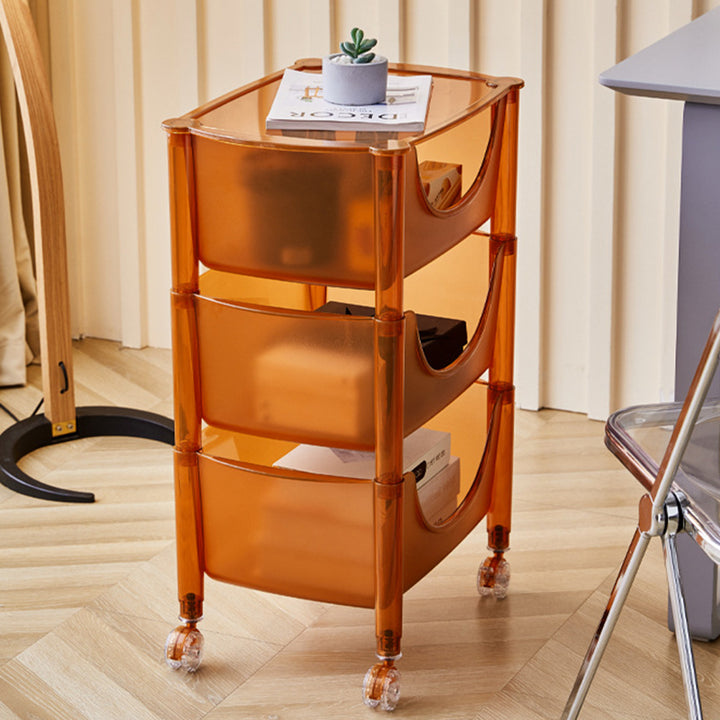 Modern Minimalist Square Rectangular PET Movable End Table 3-Tier For Living Room