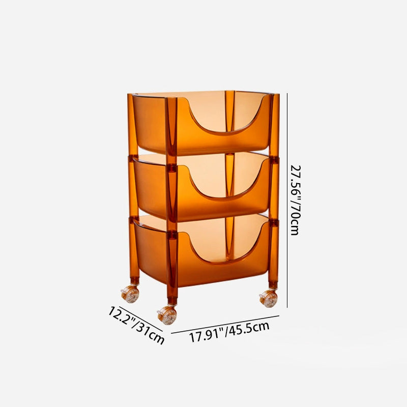 Modern Minimalist Square Rectangular PET Movable End Table 3-Tier For Living Room