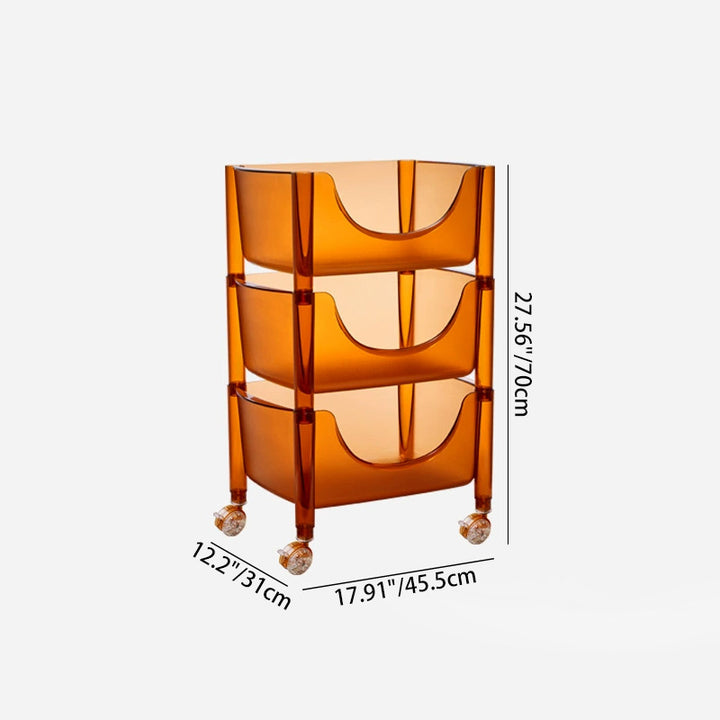 Modern Minimalist Square Rectangular PET Movable End Table 3-Tier For Living Room