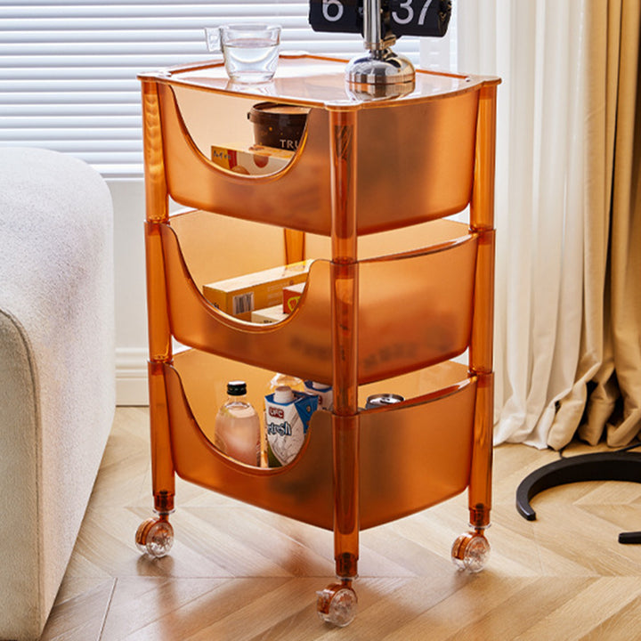 Modern Minimalist Square Rectangular PET Movable End Table 3-Tier For Living Room
