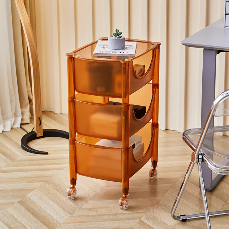Modern Minimalist Square Rectangular PET Movable End Table 3-Tier For Living Room