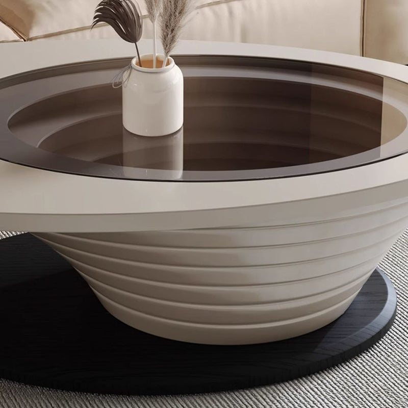 Table basse contemporaine scandinave elliptique en verre et acier pour salon 