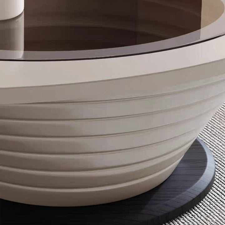 Table basse contemporaine scandinave elliptique en verre et acier pour salon 