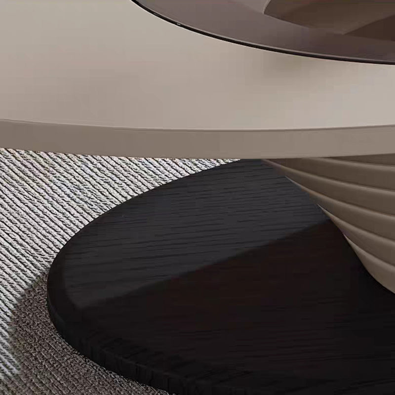 Table basse contemporaine scandinave elliptique en verre et acier pour salon 