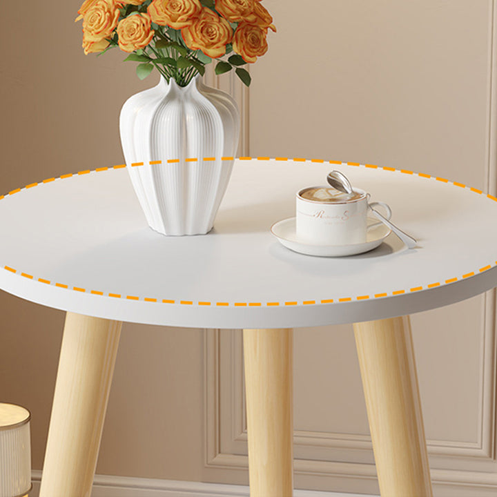 Modern Minimalist Round MDF Solid Wood End Table 2-Tier For Living Room