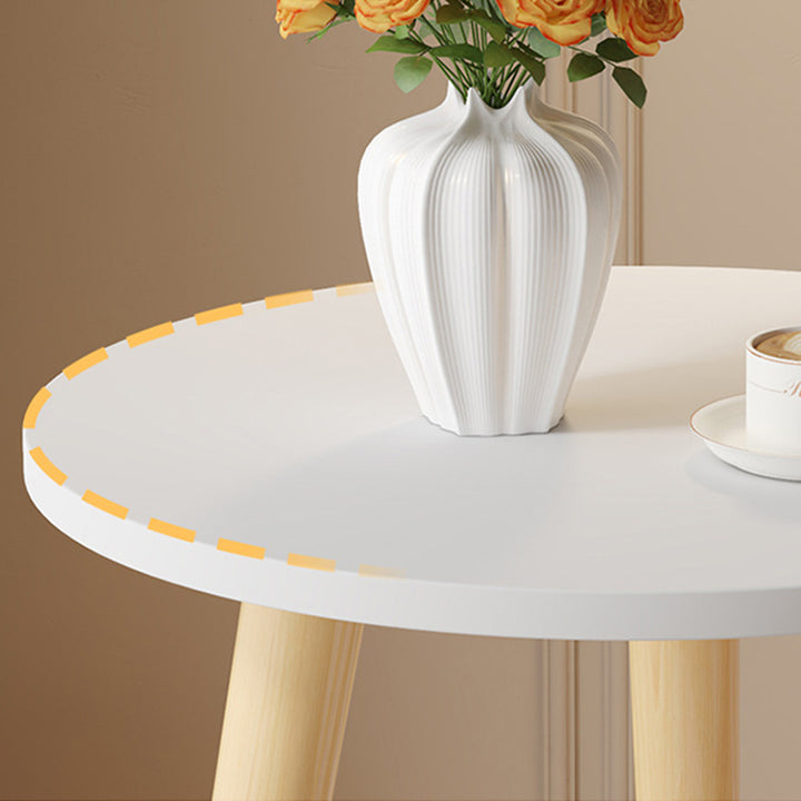 Modern Minimalist Round MDF Solid Wood End Table 2-Tier For Living Room