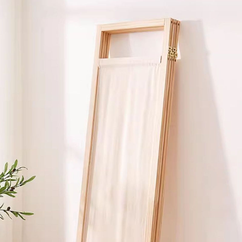 Moderner minimalistischer rechteckiger Raumteiler aus Kiefernholz und Leinen für das Wohnzimmer 