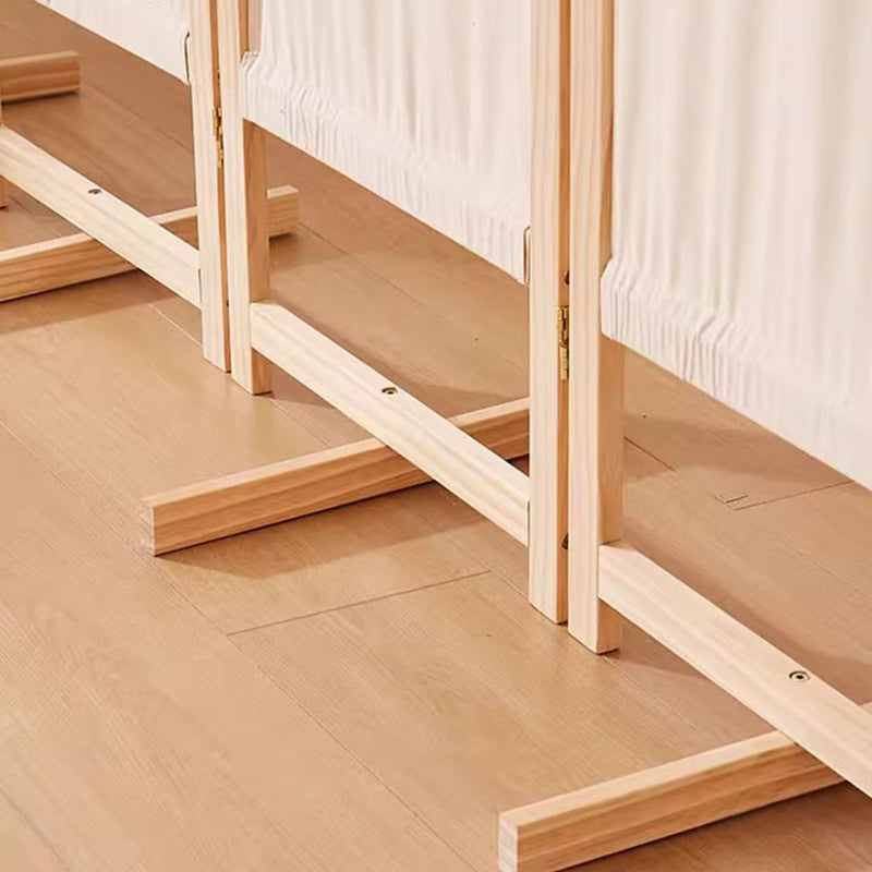 Moderner minimalistischer rechteckiger Raumteiler aus Kiefernholz und Leinen für das Wohnzimmer 