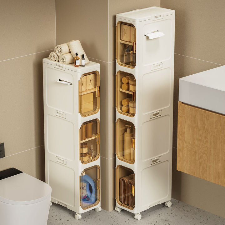 モダンミニマリスト長方形PP PET鉄製可動式収納キャビネット 1/2/3/4/5段 リビングルーム＆バスルーム用 