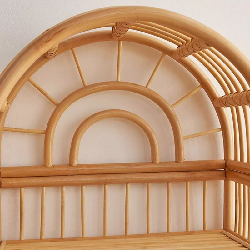 Contemporary Coastal Arched Rectangular Indonesian Rattan Display Rack 3-Tier For Living Room