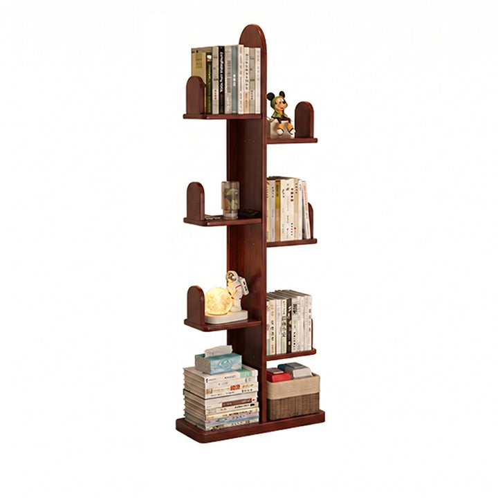 Modern Minimalist Rectangular Rubberwood Cactus Bookshelf 7-Tier For Living Room
