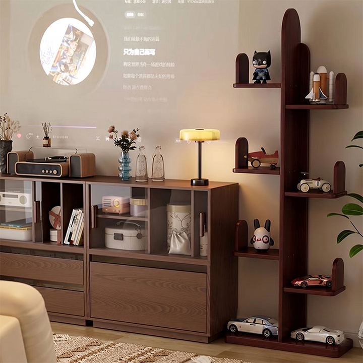 Modern Minimalist Rectangular Rubberwood Cactus Bookshelf 7-Tier For Living Room