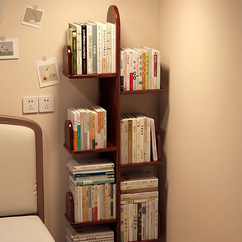 Modern Minimalist Rectangular Rubberwood Cactus Bookshelf 7-Tier For Living Room