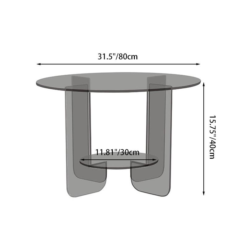 Table basse ronde en acrylique minimaliste moderne à 2 niveaux pour salon 