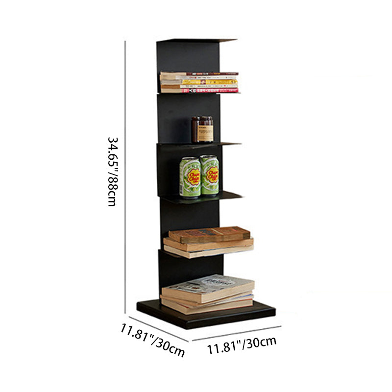Moderner minimalistischer rechteckiger Bücherregal aus Kohlenstoffstahl mit 5/6/8/9 Ebenen für das Wohnzimmer 