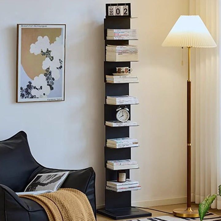 Moderner minimalistischer rechteckiger Bücherregal aus Kohlenstoffstahl mit 5/6/8/9 Ebenen für das Wohnzimmer 