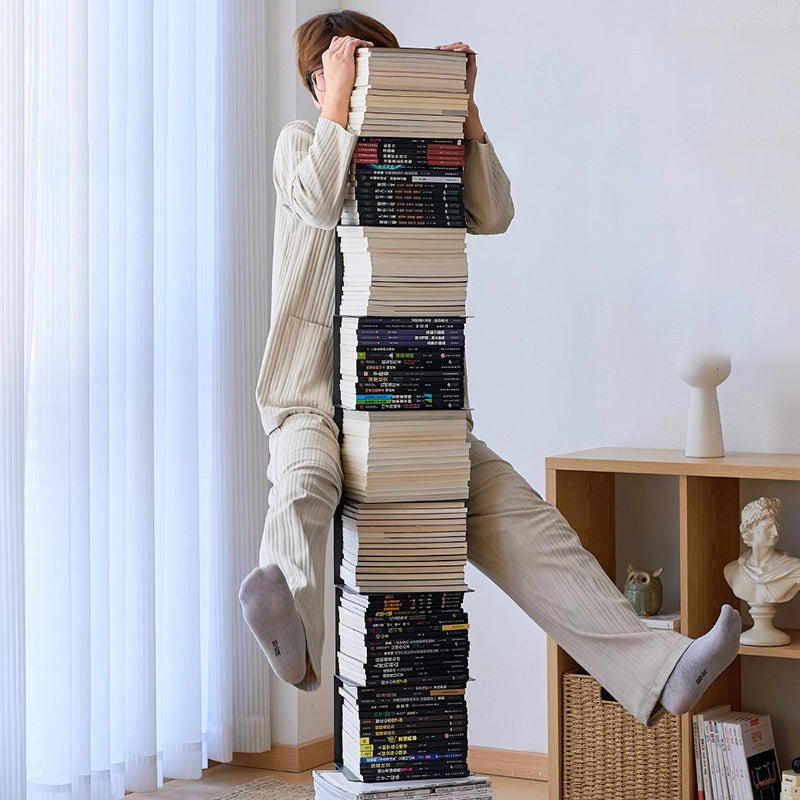 Moderner minimalistischer rechteckiger Bücherregal aus Kohlenstoffstahl mit 5/6/8/9 Ebenen für das Wohnzimmer 
