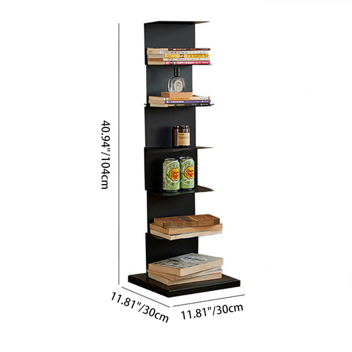 Moderner minimalistischer rechteckiger Bücherregal aus Kohlenstoffstahl mit 5/6/8/9 Ebenen für das Wohnzimmer 