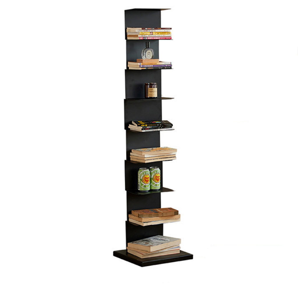 Moderner minimalistischer rechteckiger Bücherregal aus Kohlenstoffstahl mit 5/6/8/9 Ebenen für das Wohnzimmer 