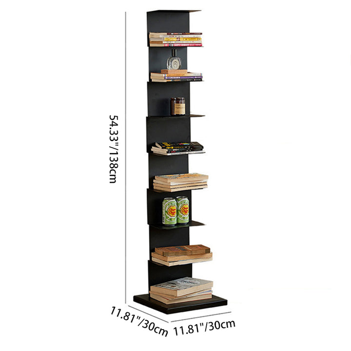 Moderner minimalistischer rechteckiger Bücherregal aus Kohlenstoffstahl mit 5/6/8/9 Ebenen für das Wohnzimmer 