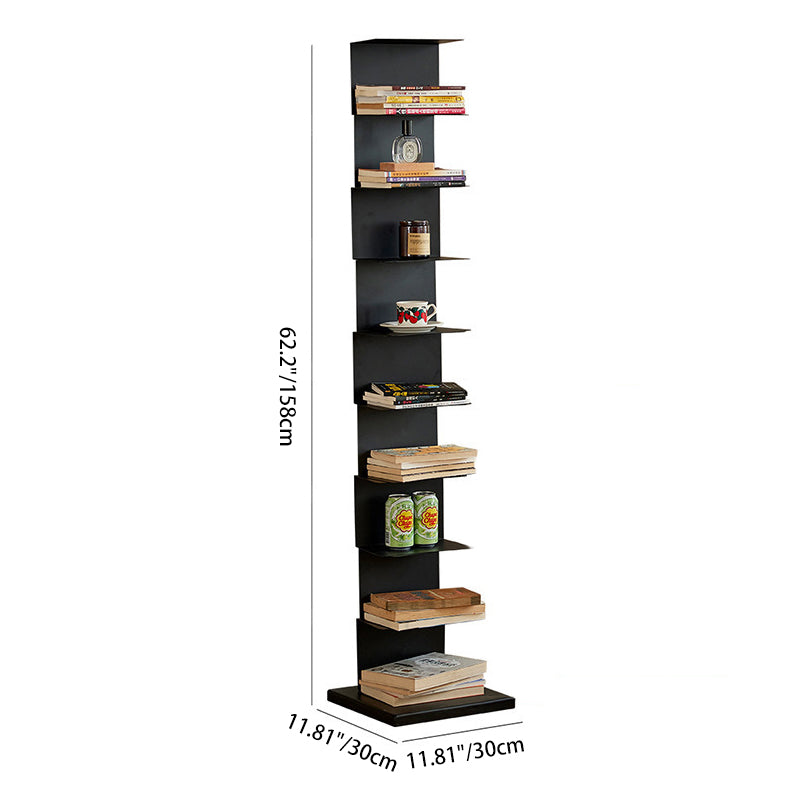 Moderner minimalistischer rechteckiger Bücherregal aus Kohlenstoffstahl mit 5/6/8/9 Ebenen für das Wohnzimmer 