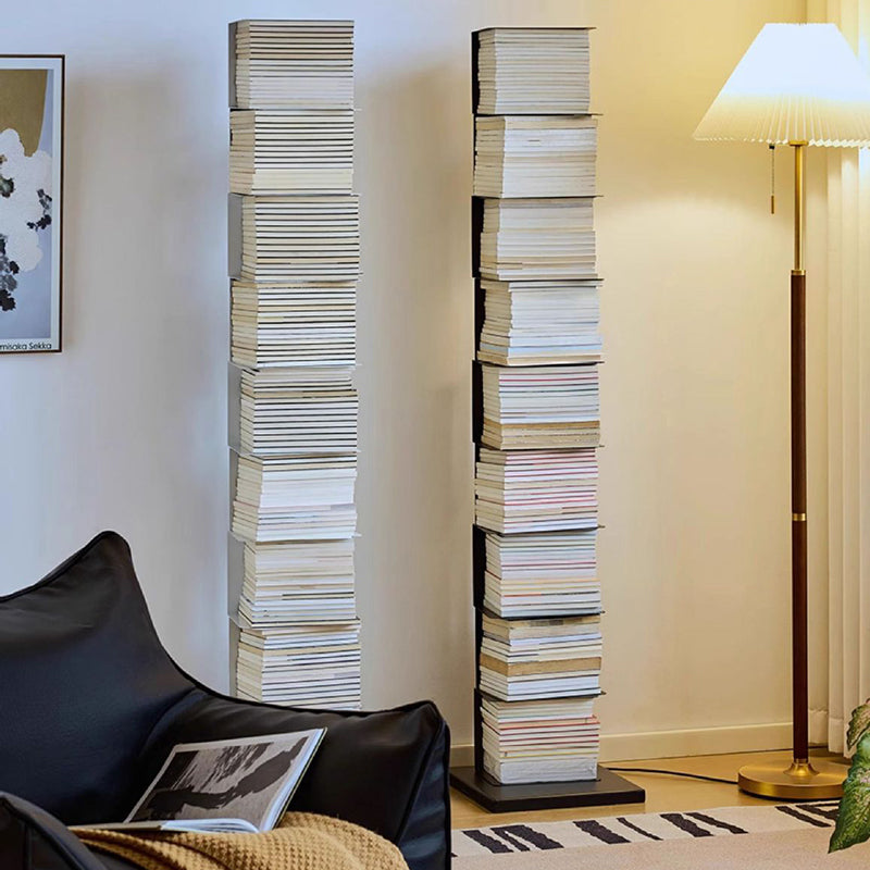 Moderner minimalistischer rechteckiger Bücherregal aus Kohlenstoffstahl mit 5/6/8/9 Ebenen für das Wohnzimmer 