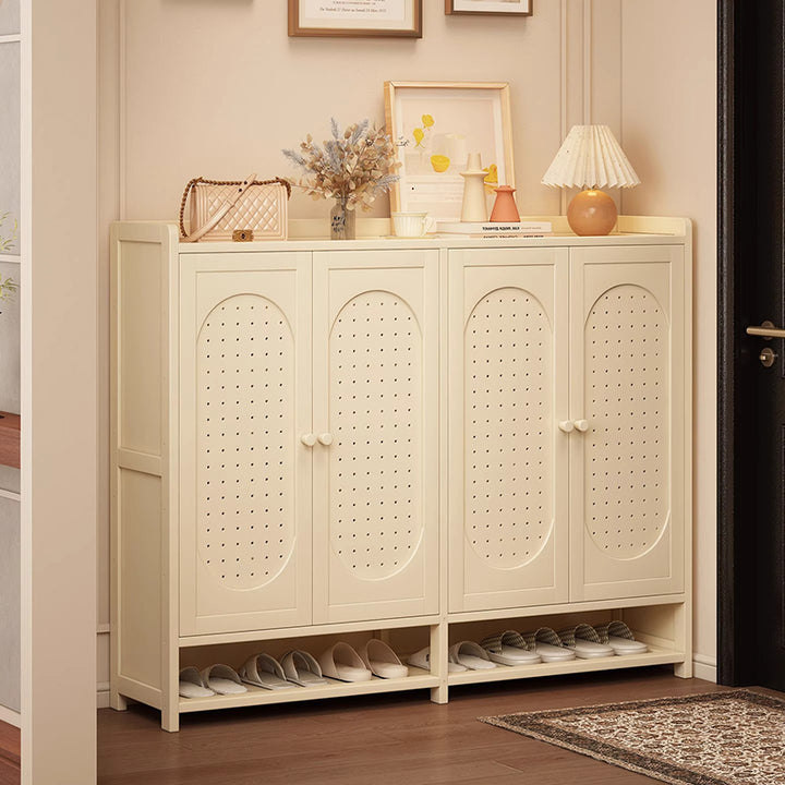 Moderner minimalistischer rechteckiger MDF Nan Bambus Schuhschrank 5/6/7/8-stufig für Eingangsbereiche 