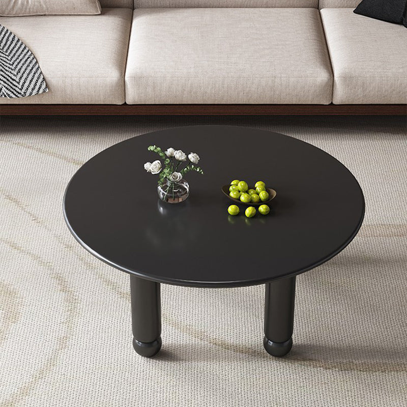 Mesa de centro redonda contemporánea de madera de caucho para sala de estar 