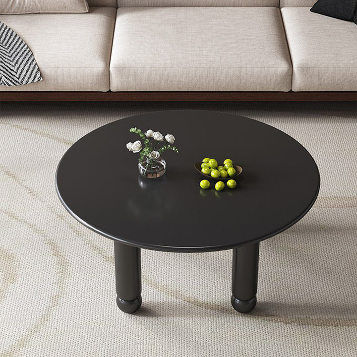 Mesa de centro redonda contemporánea de madera de caucho para sala de estar 