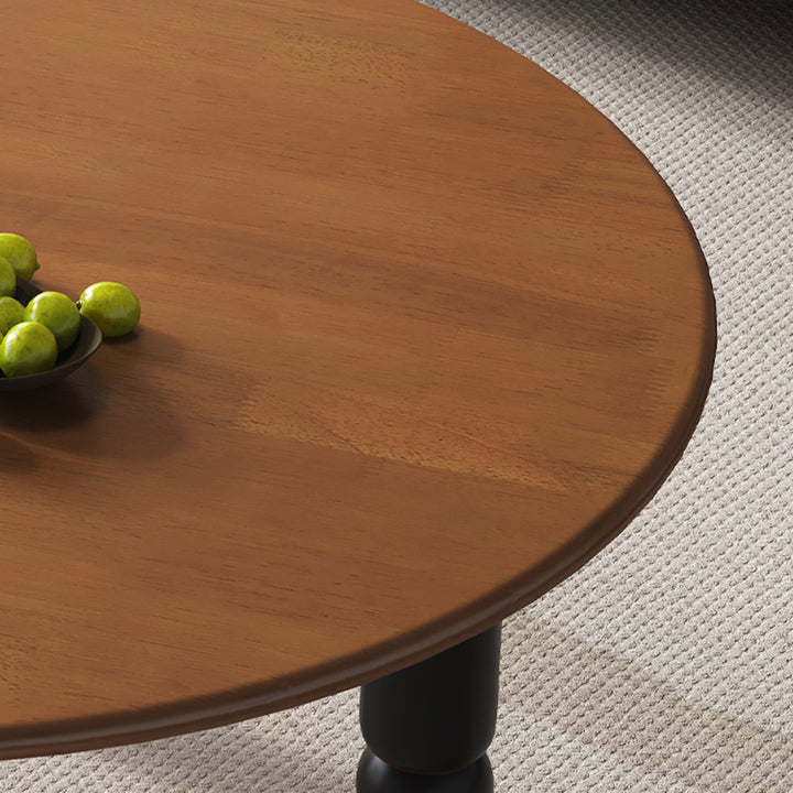 Mesa de centro redonda contemporánea de madera de caucho para sala de estar 